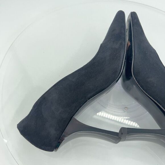 Robert Clergerie France Women's Pump Size 7 Square Toe Heel Black Suede Shoe - Picture 9 of 16